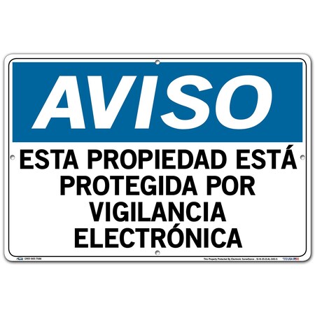 Vestil Aluminum Sign, 12-1/2" Height, 18-1/2" Width, Aluminum, Rectangle, Spanish SI-N-35-D-AL-040-S